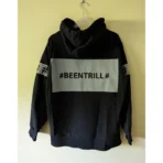 Black Been Trill 3M Reflective Side Zipper Hoodie Back