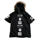 Black Been Trill Short Sleeve Fur Hoodie Back