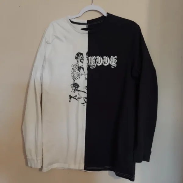 Black/White Been Trill Skeleton Cut Sew Long Sleeve Tee