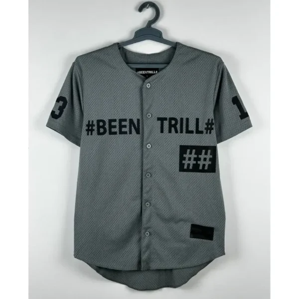 Men's Grey Been Trill 13 Baseball Jersey