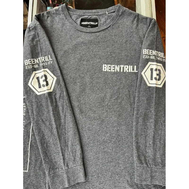 Grey Been Trill L/S T-shirt - Been Trill Grey Been Trill Fighter Jet Long Sleeve Tee