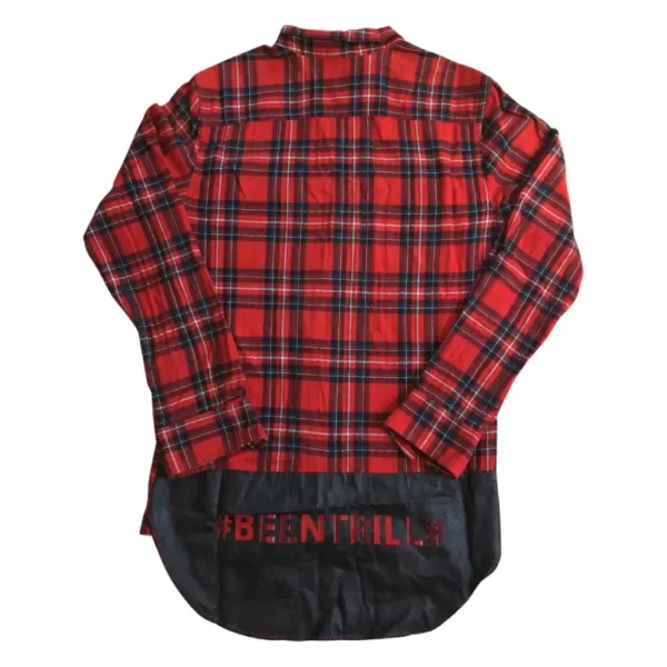 Red Been Trill Reconstructed OG Long Logo Flannel Shirt
