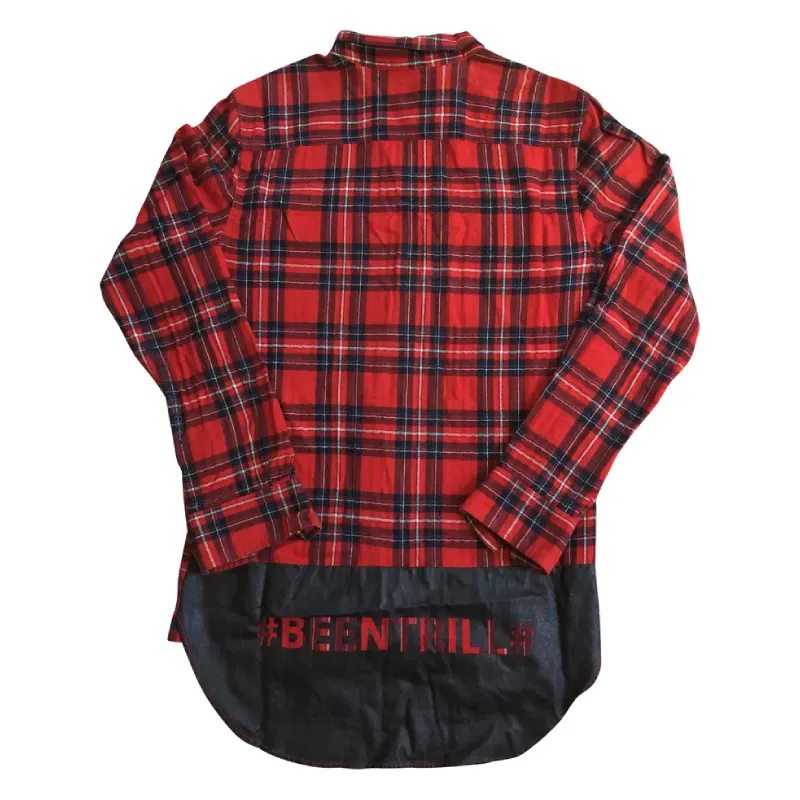 Red Been Trill Long Logo OG Flannel Shirt Back - Been Trill Red Been Trill Reconstructed OG Long Logo Flannel Shirt